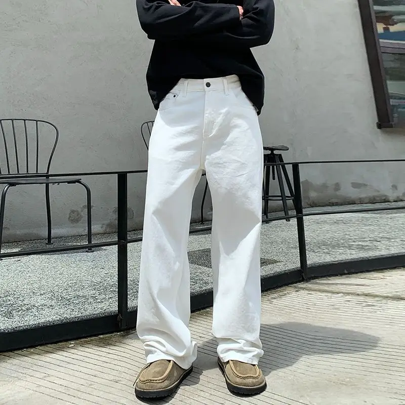 

Новинка 2025, осенняя повседневная уличная одежда, джинсы Y2K, мужские модные свободные прямые широкие брюки в корейском стиле, мужские универсальные драпированные джинсы