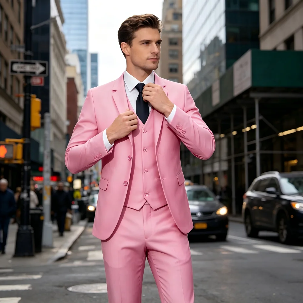 

3 Piece Men's Terno Formal Suit with Regular Jacket Vest Pants for Wedding Party Casual Occasions