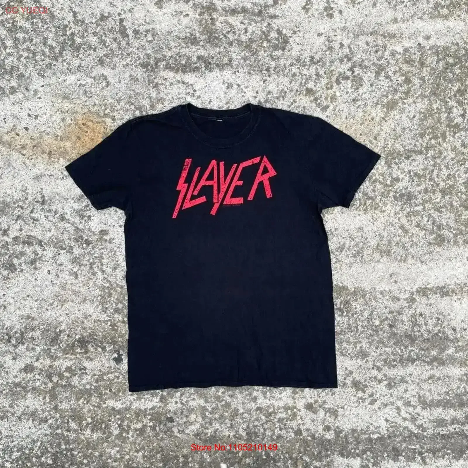 تي شيرت Slayer 2009 تحت ترخيص مقاس S M للرجال طباعة مركزية باللون الأسود عتيقة مغسولة قليلاً ومتعددة الاستخدامات