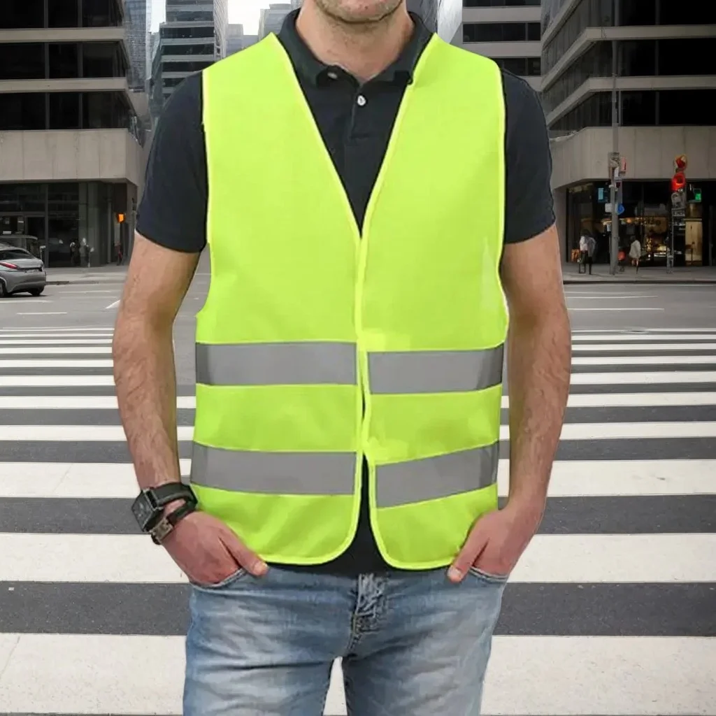 

Автомобильный светоотражающий жилет безопасности — желтый с высокой видимостью для дорожного движения, бега и езды на велосипеде