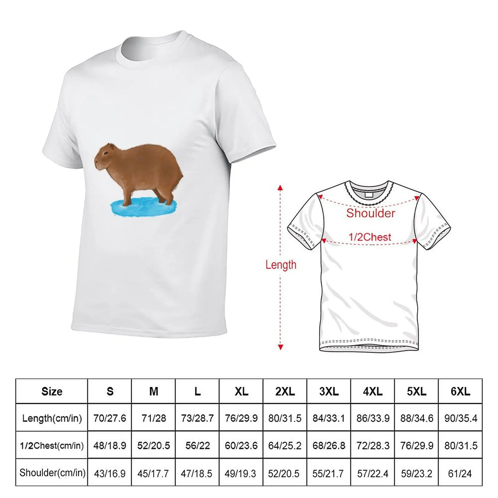 Capibara T-Shirt No Iron Casual Short Sleeve Top