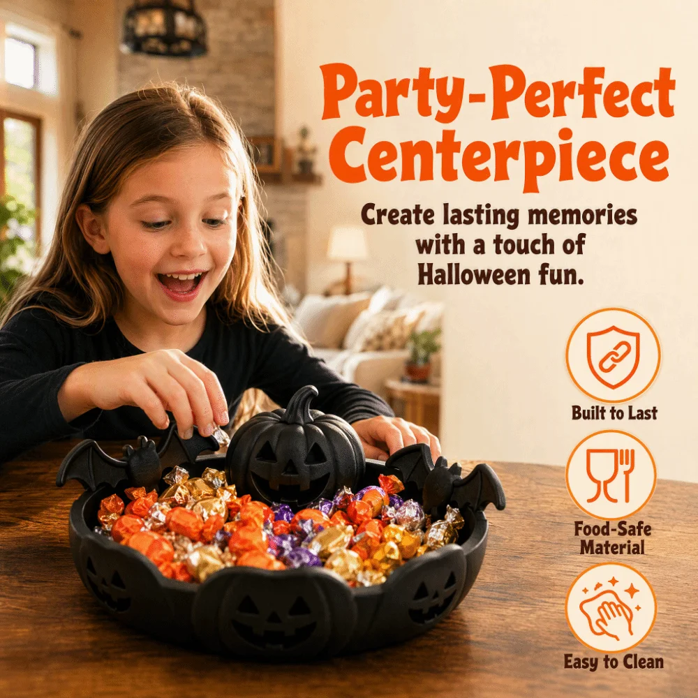 Gothic Style Pumpkin Jewelry Tray 3D Printed Lantern Shaped Halloween Desk Ornament Triple Pumpkin Head Hollow-out Design