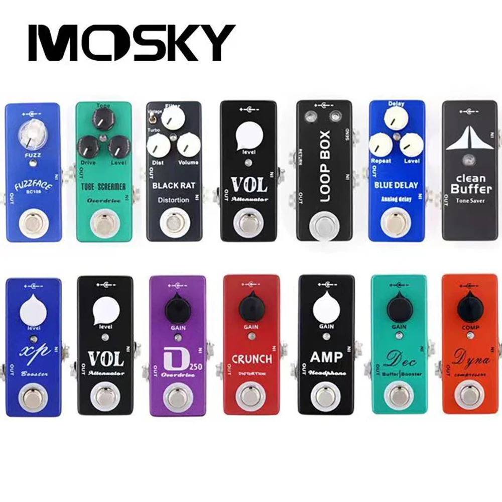 Mosky JEPedal-Alimentation de pédale d\'effet, Overdrive Distortion Booster, Delay Reverb, Fuzz Loop Box, Golden and Silver Horse