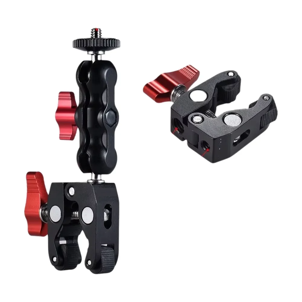 Super Clamp Uchwyt do kamery, monitora, obrót 360 stopni °   Adapter z podwójną głowicą kulową Magic Arm do lustrzanek cyfrowych/Gopro/świateł LED/telefonów