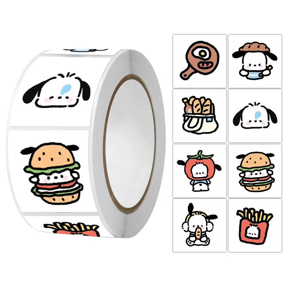 

2023 New Sanrio Food Pacha Dog Roll Post Ins Decorative Hand Ledger Stickers Sealing Stickers Tape Expression Cute Cartoon