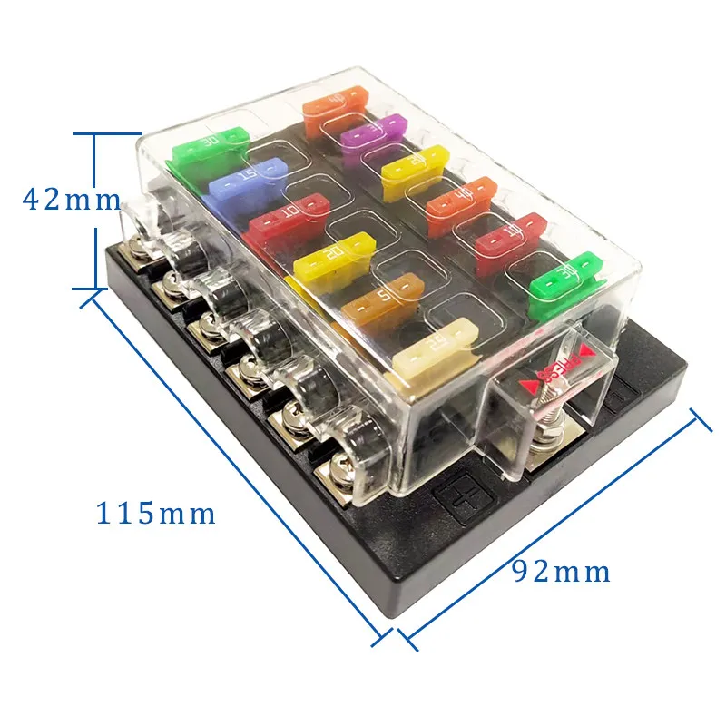 Car 12-way fuse box, seat RV modified bed car insurance piece Car circuit protection Power splitter