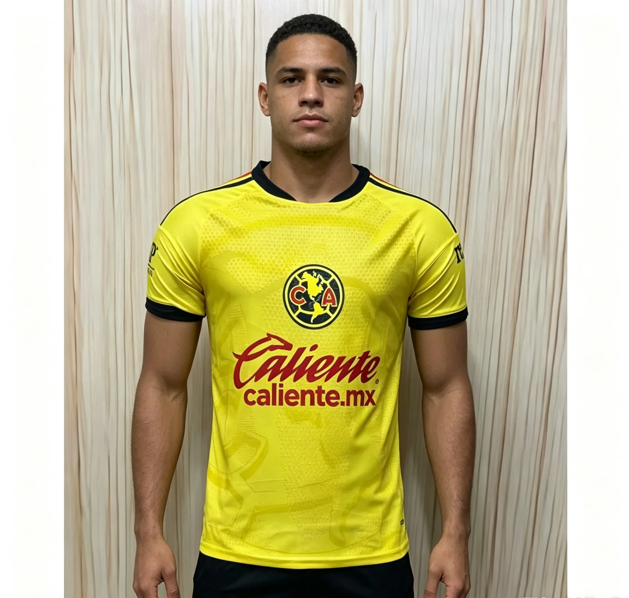 26-27 Mexico Club America Yellow Soccer Jersey Caliente Print Fast Dry Adults-kids Football Short Sleeve Match Training Uniform
