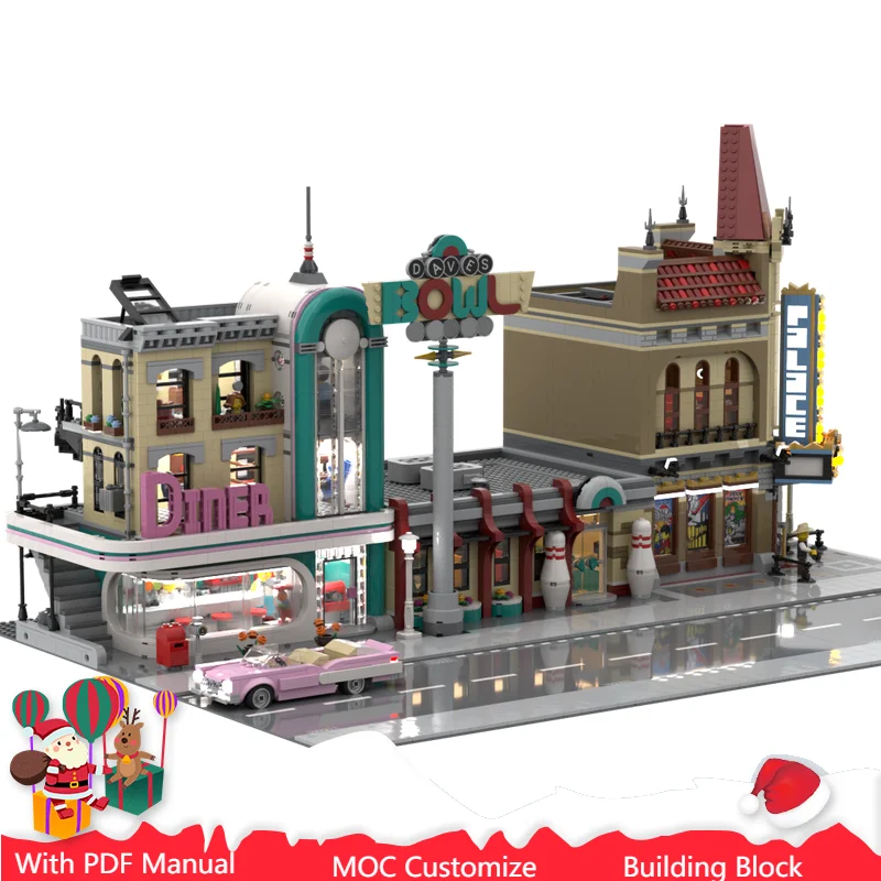 

Hot 1529 PCS MOC Modular Retro Bowling Alley Building Block Sets Educational Assembly Bricks Toys Christmas Birthday Gifts