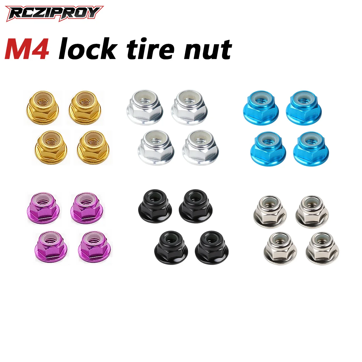 Porcas de bloqueio de roda de metal m4, 4 unidades, para carro 1/10 rc crawler axial scx10 90046 capra axi03007 trx4 trx6 redcat gen8 mst cfx