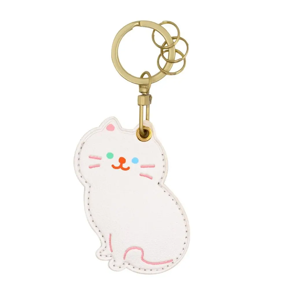 Lovely Meow Calico Cat Keychain Creative Cute Ginger Cat Access Card Holder Protective Case Keyring Cat Card Cover Unisex