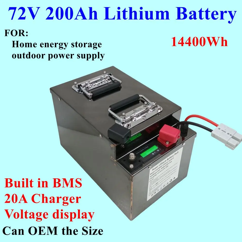 

72v 200Ah lithium ion battery with BMS for 7200W bike tricycle Forklift EV motorcycle scooter outdoor power sup+ 84V20A charger
