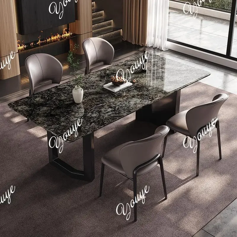 

J Платиновый Алмазный Обеденный Стол Из Натурального Мрамора Прямоугольный Бытовой Итальянский Обеденный Стол Светлый Роскошный Современный Высококачественный Вилла Des