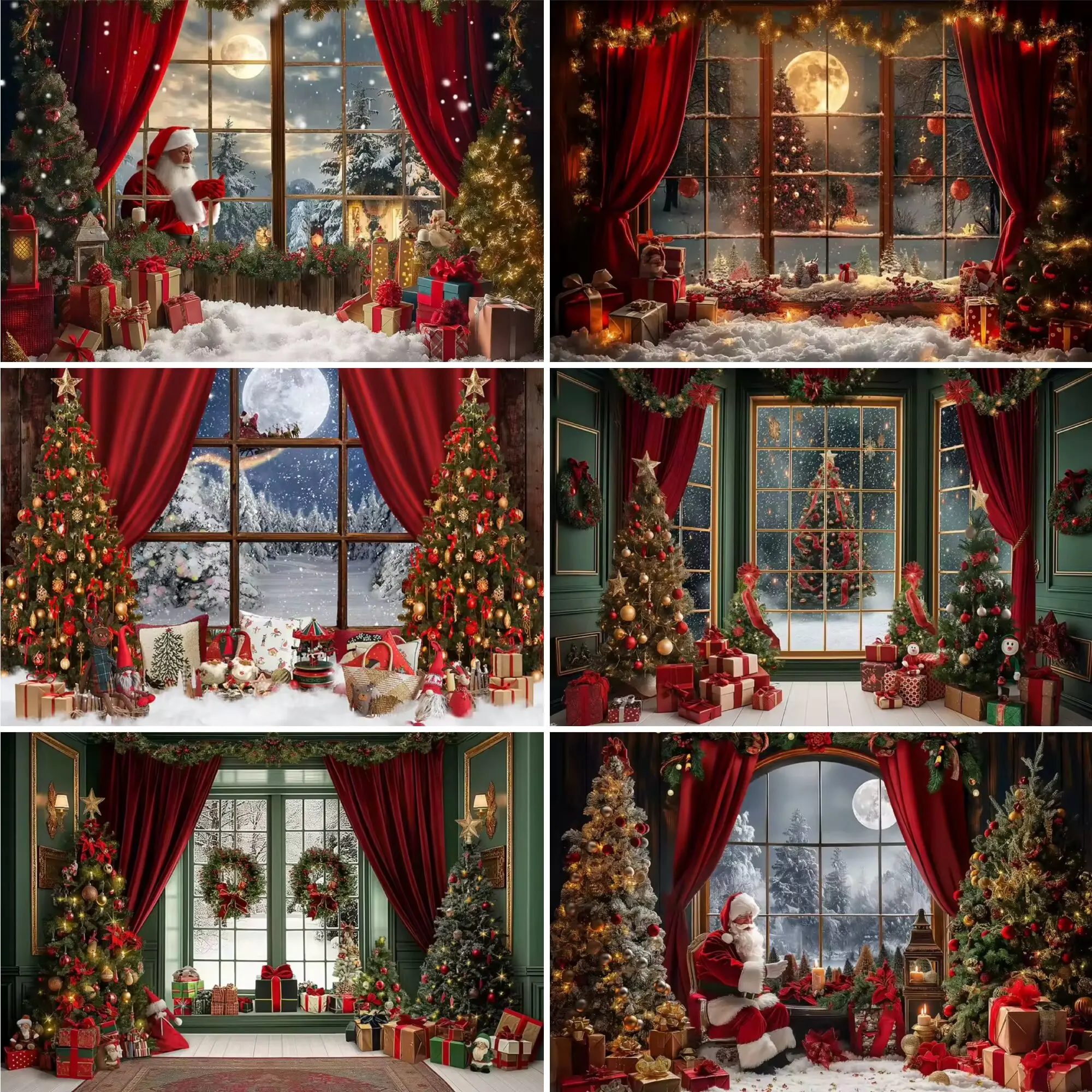 Santa Claus Street House Front Background Children Baby Photography Props Children Adult Party Christmas Photography Background