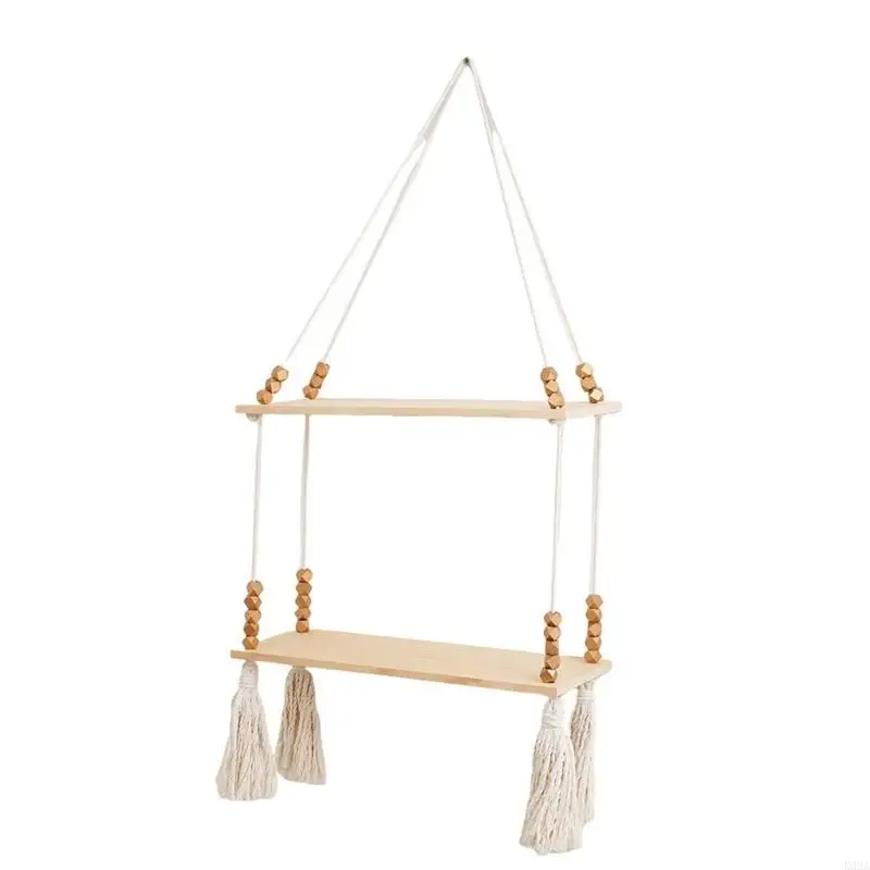

K92A Decorative Floating Tassels Shelf Wall Mounted Storage Rack for Living Room