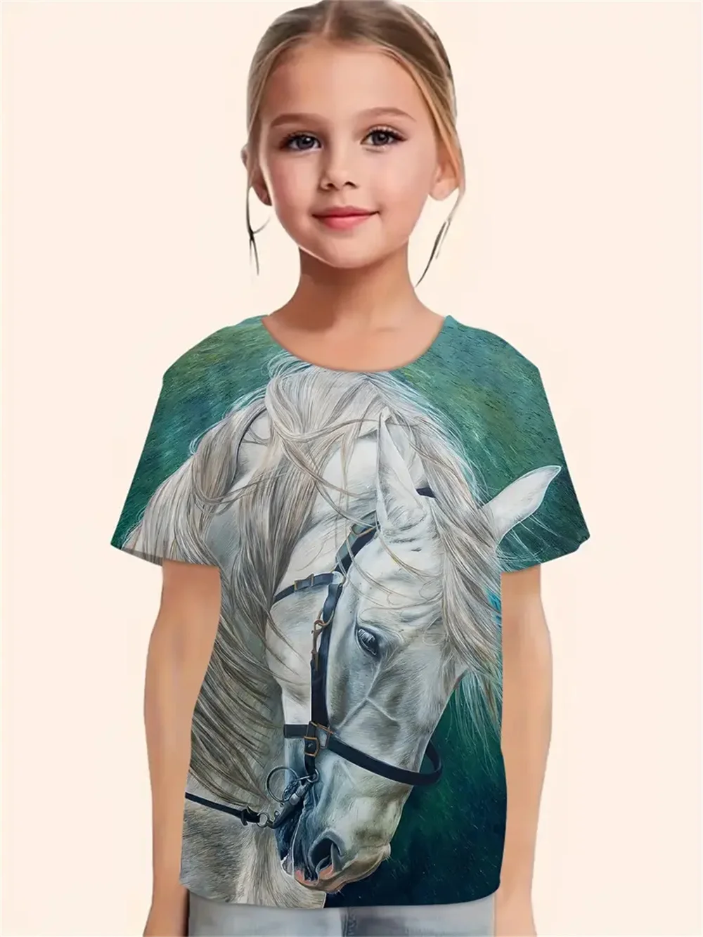 Girls' T-Shirts Summer 3d Print Fashion Short Sleeved Tops Casual T-Shirts Girls' Clothing Children T-Shirts Children's Clothing