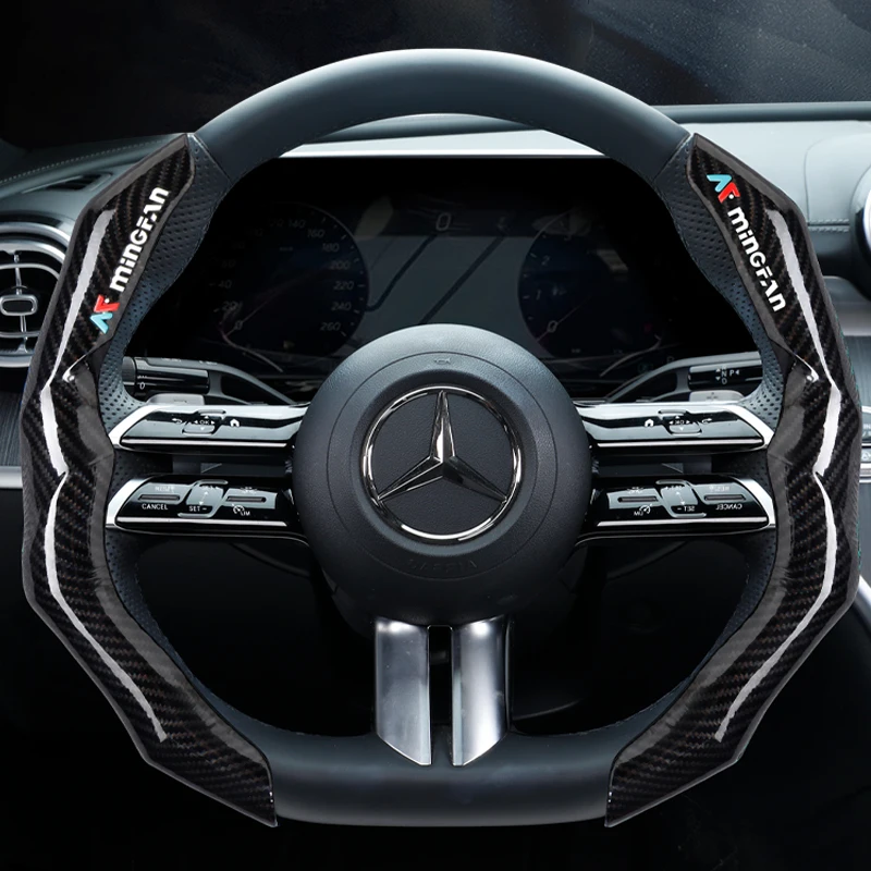Capa para Volante de Carro, Estilo Esportivo, Confortável, em Fibra de Carbono, Fácil de Instalar, Novo Modelo com Sensação de C