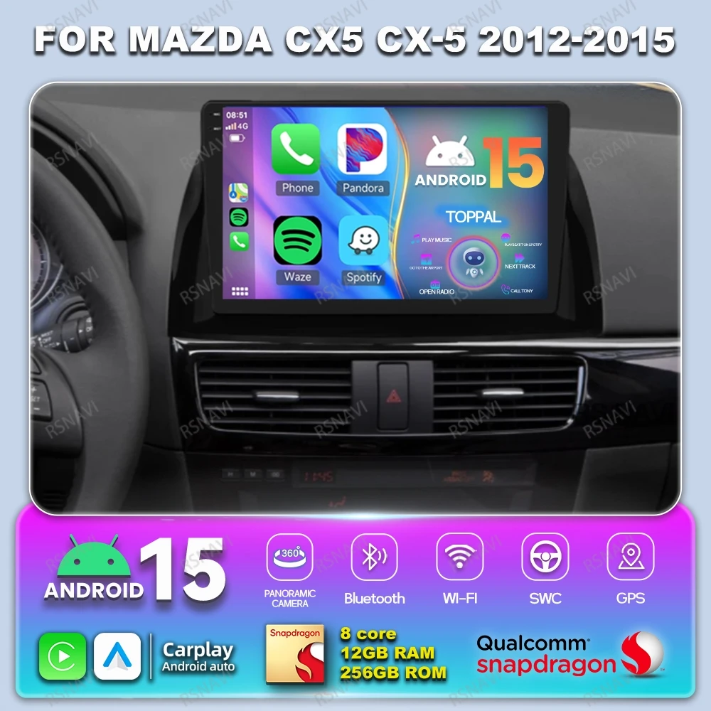 

Android 15 Car Radio For Mazda CX5 CX-5 2012-2015 DVD BT DSP Wireless Carplay Auto Multimedia GPS 5G WIFI Navigation Autoradio