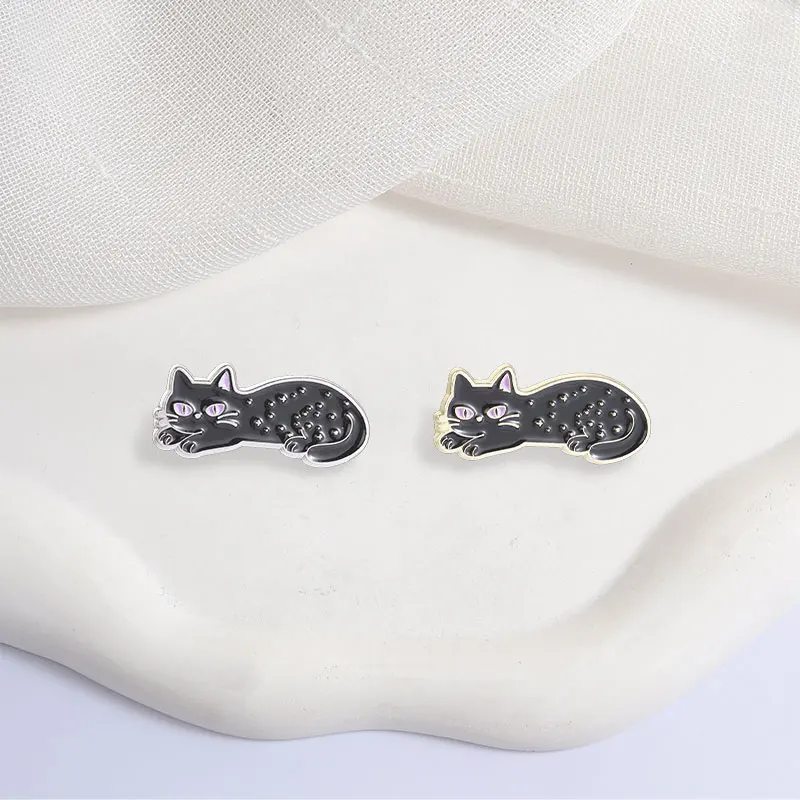 Hexenartige Sternenhimmel-Schwarzkatzen-Emaille-Pins, Halbmond-Stern-Kätzchen-Brosche, Gotische Mystische Abzeichen, Punk-Tierschmuck, Geschenk für Freunde – Detail 6