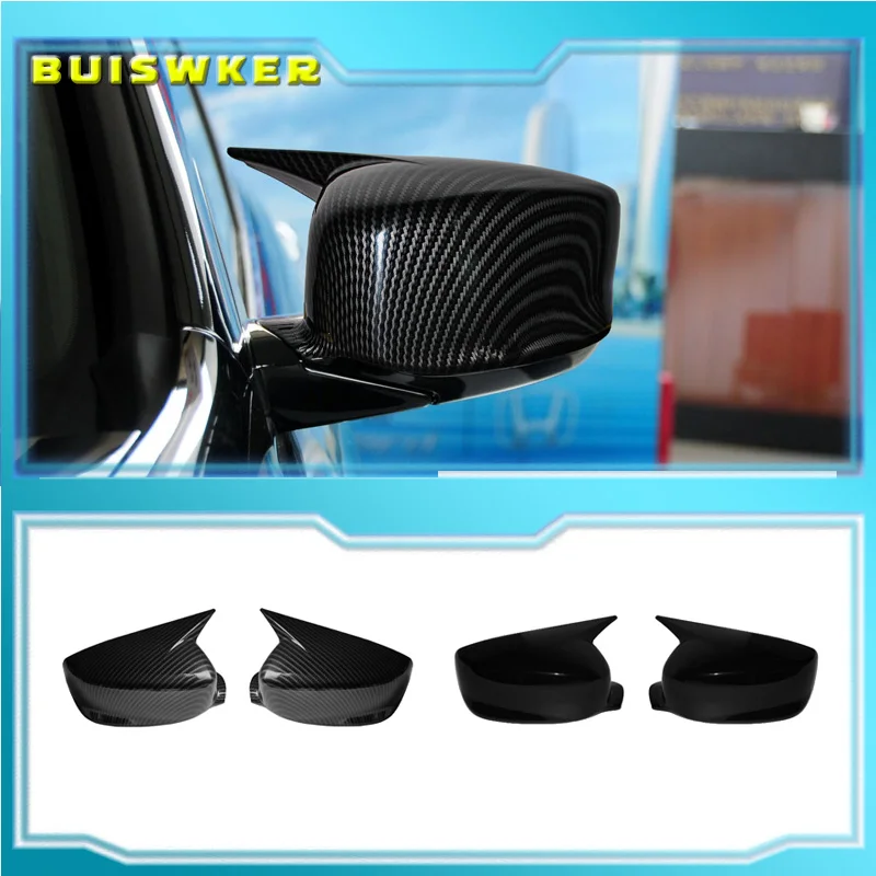 

2008-2017 For Honda Accord 8/8.5/9th Car Reaview Mirror Cover Trim Horn Style Door Sedan Carbon Fiber Style Glossy Black