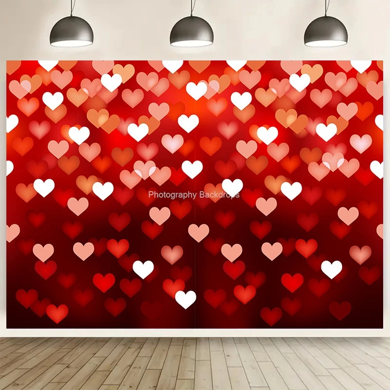 

Romantic Valentine's Day Photography Backdrops Props Red Rose Birthday Love Wedding Love Hearts Photo Studio Background VS-62