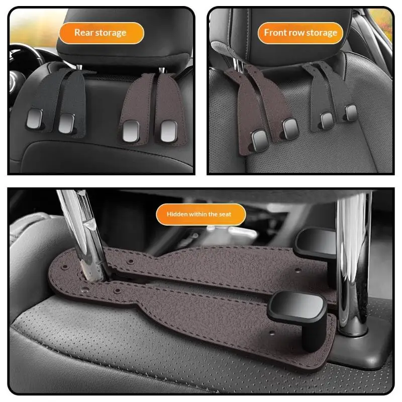 Double Hook Car Headrest 4Pcs Reliable Auto Fastener for Rear Seat Organization
