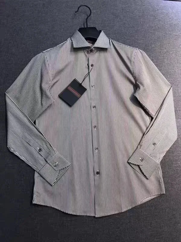 

Классическая мужская полосатая рубашка с длинным рукавом, повседневный деловой стиль, осенняя, из органического хлопка, стандартный крой, на пуговицах