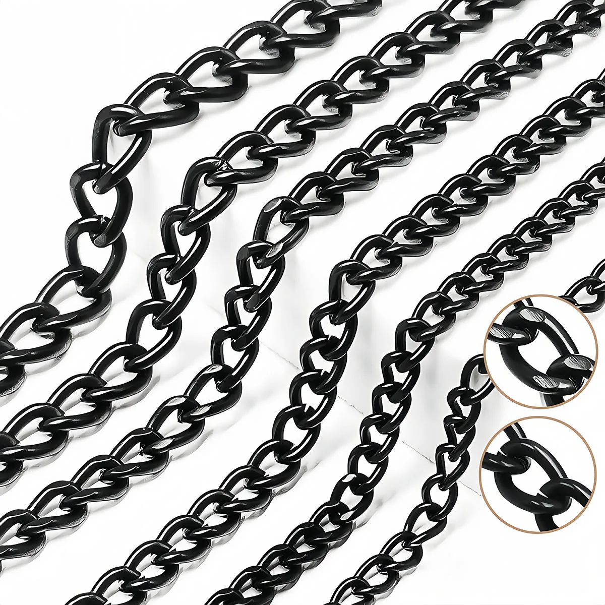 1 Meter Durable Metal Black Twisted Chains for DIY Necklace Bracelet Jewelry Making Clothing Bags Component Accessories Supplies