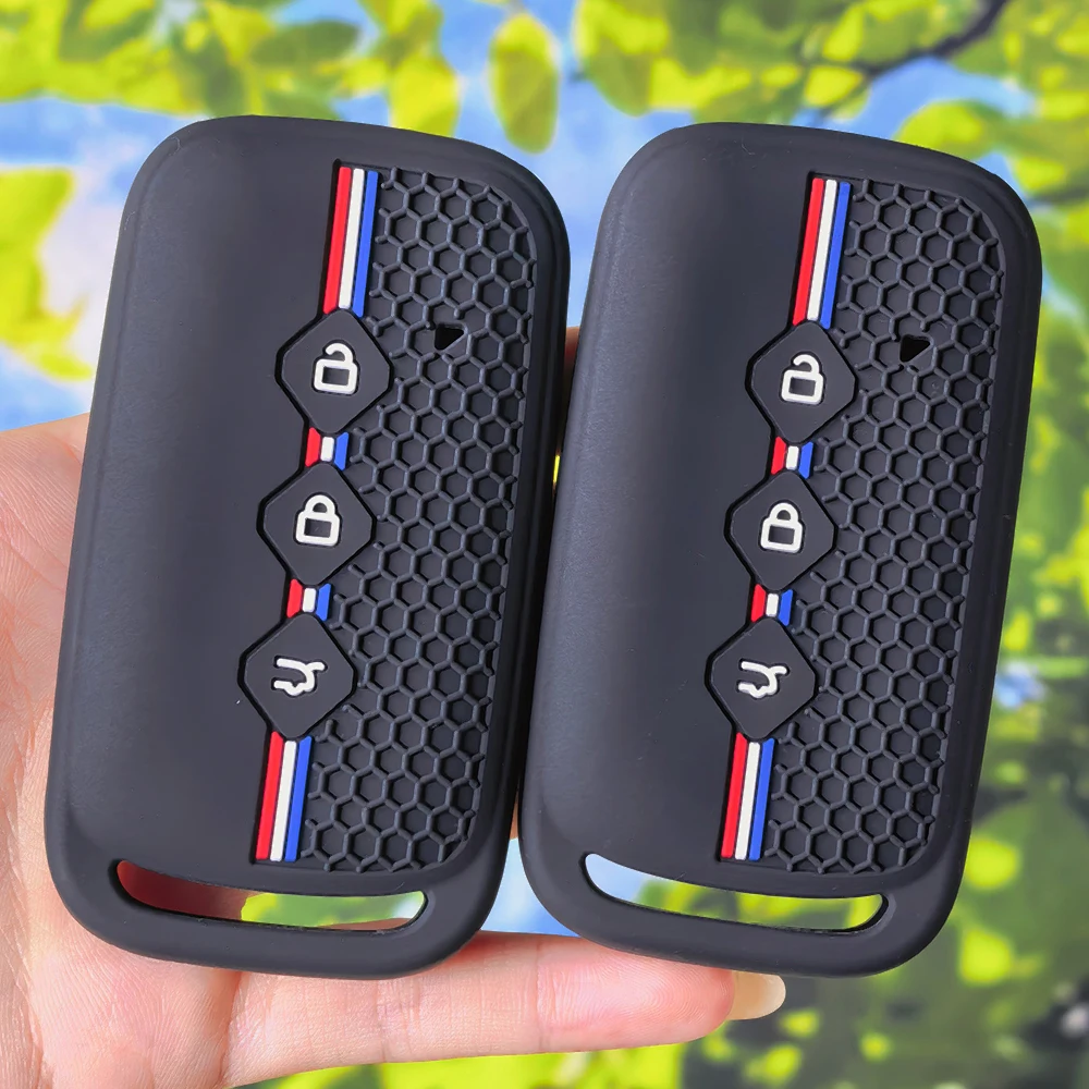 Honeycomb Racing Stripe Silicone Key Fob Cover for Wuling Hongguang S Baojun 510 730 360 560 RS-5 530 630 Chevrolet Aveo Trax