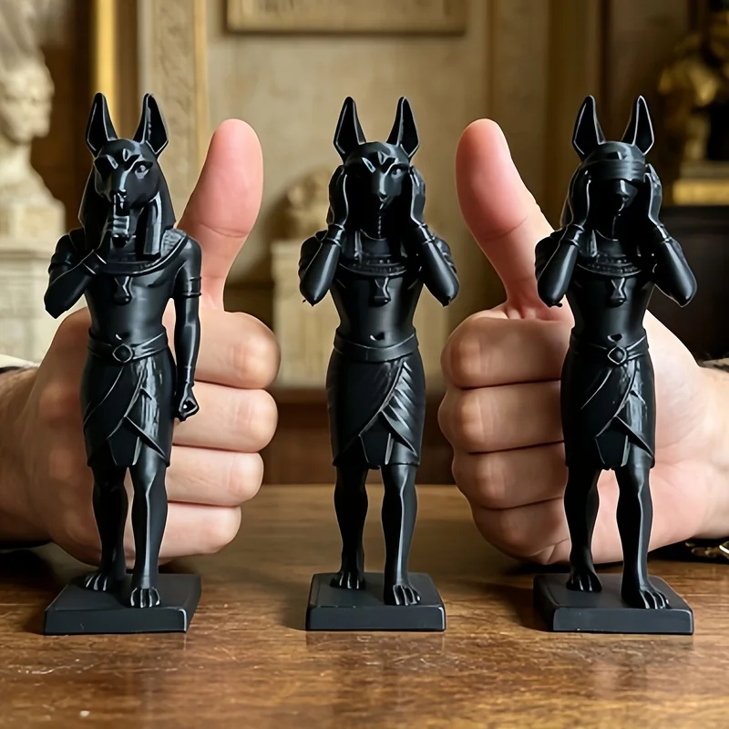 3‑Pack Anubis Three‑Wise Statue Set, See‑No‑Evil Hear‑No‑Evil Speak‑No‑Evil, Egyptian Mythology Figurines, Gothic Table Decor, H