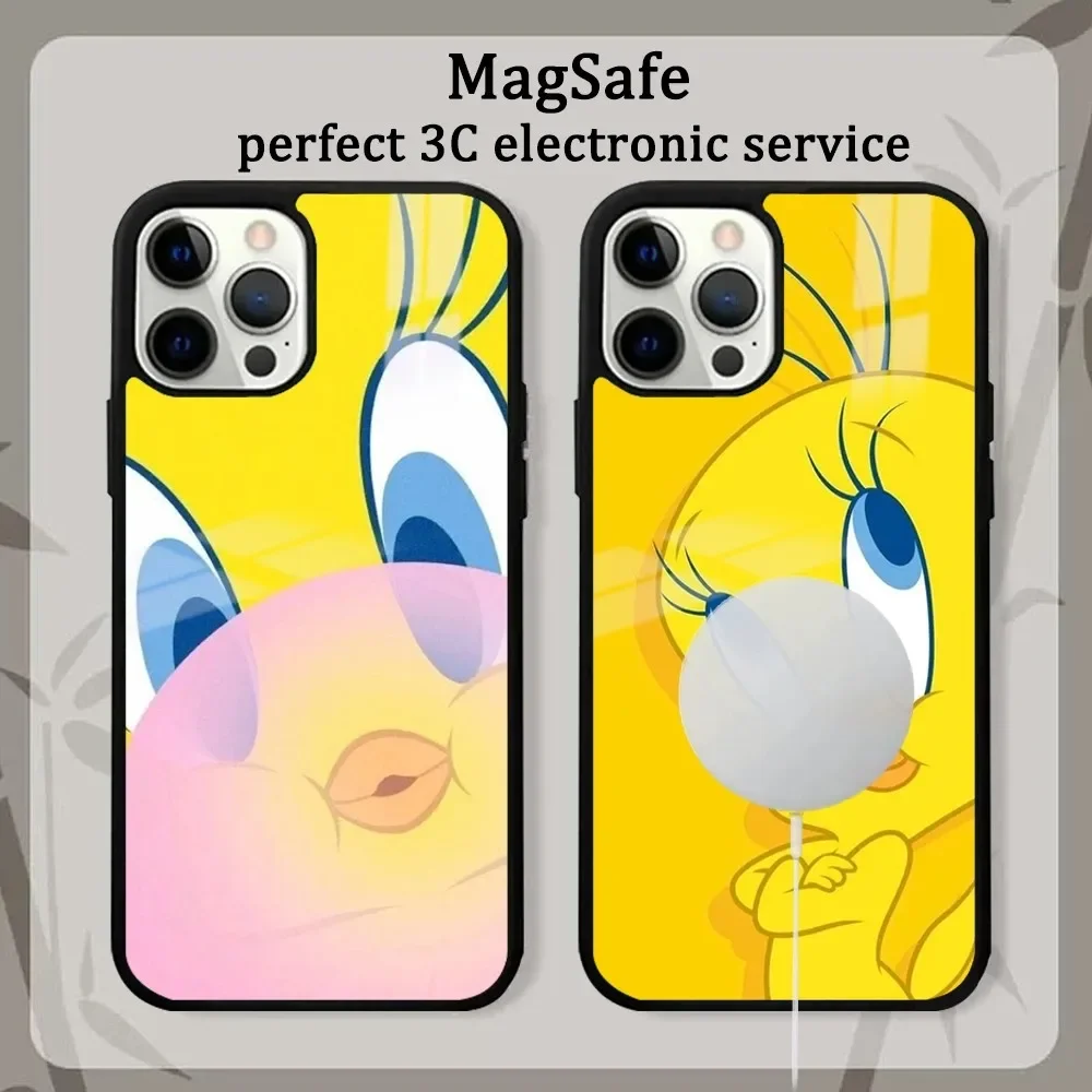 Cartoon T-Tweety Bird  Phone Case For iPhone16 15 14 13 12 11 Pro Max Plus Mini Mirror Magnetic Cover