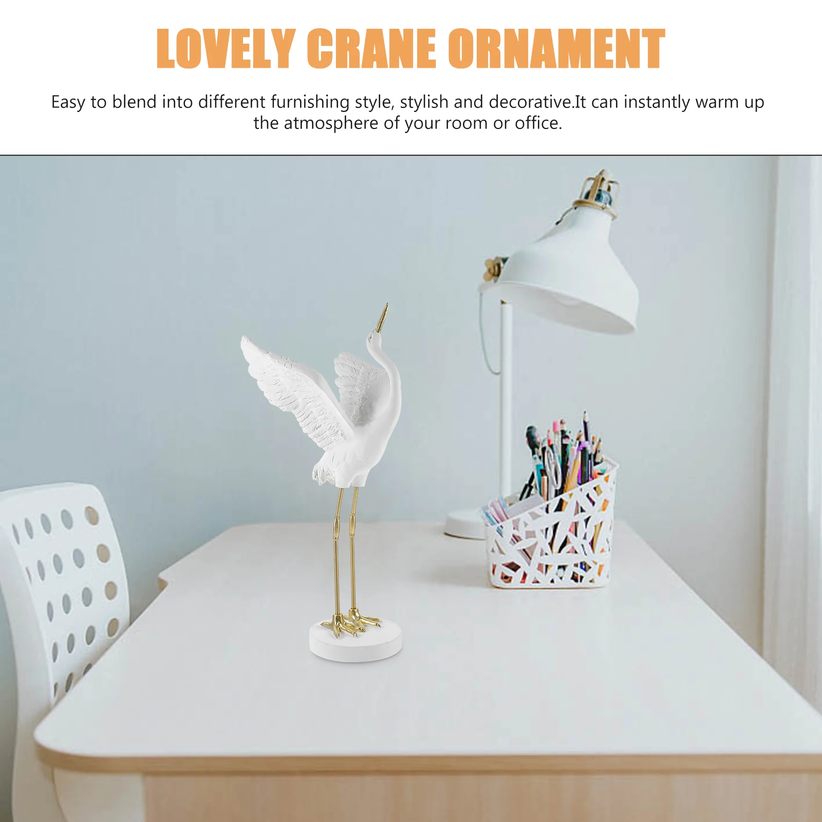 

Crane Decor Resin Figurine Stylish Home Decoration Cabinet Adornment Lovely Crane nament Delicate Craftmanship Office Room