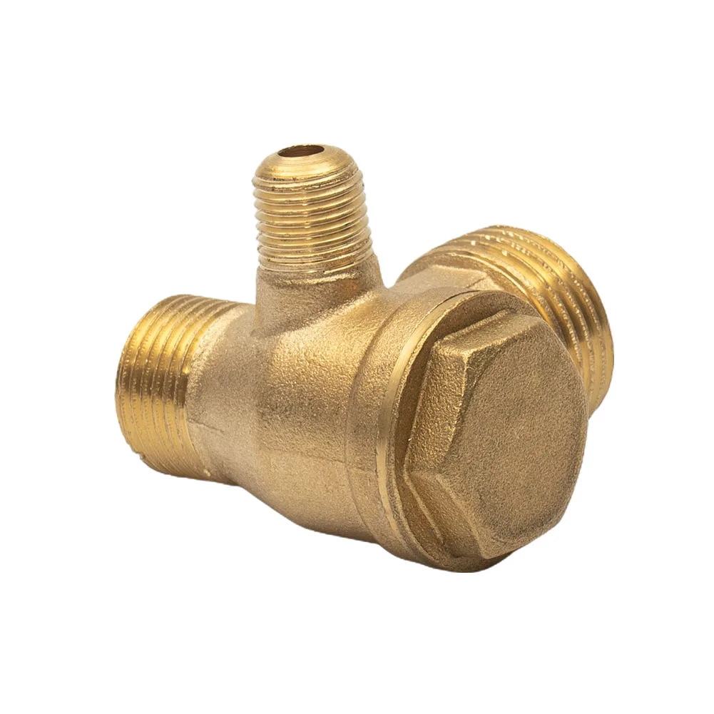 Parte della valvola di ritegno di ricambio Compressore d'aria di ricambio Strumento filettato a 3 porte 10 * 16 * 20mm Resistenza corro/ione Accessorio utile in ottone
