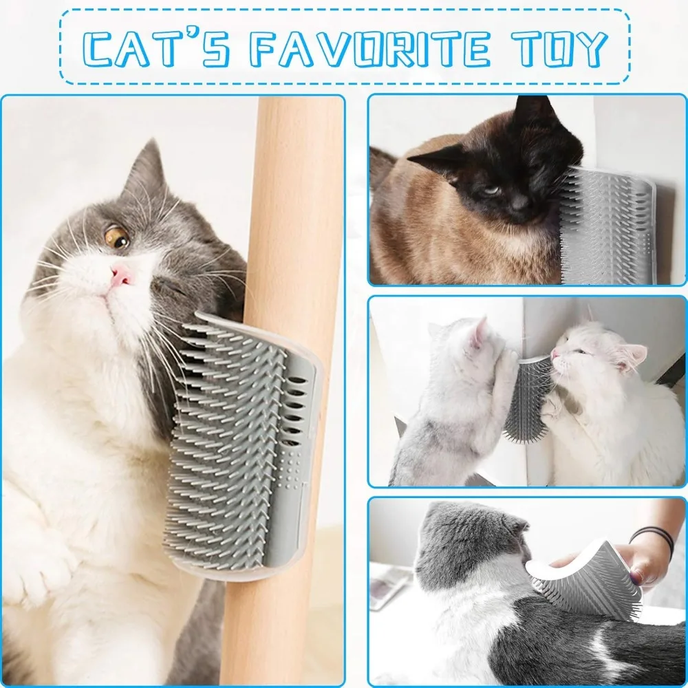 1/2 Pack Wall Corner Cat Groomer, Massage Combs for Short  Long Fur Face Scratcher and Softer Massager Toy for KittensPuppies