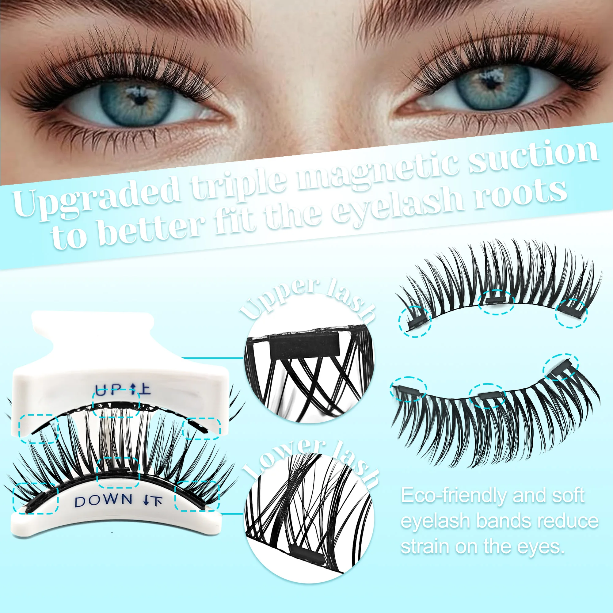 1 Pair Magnetic False Eyelashes (Applicator Included) 5-10mm