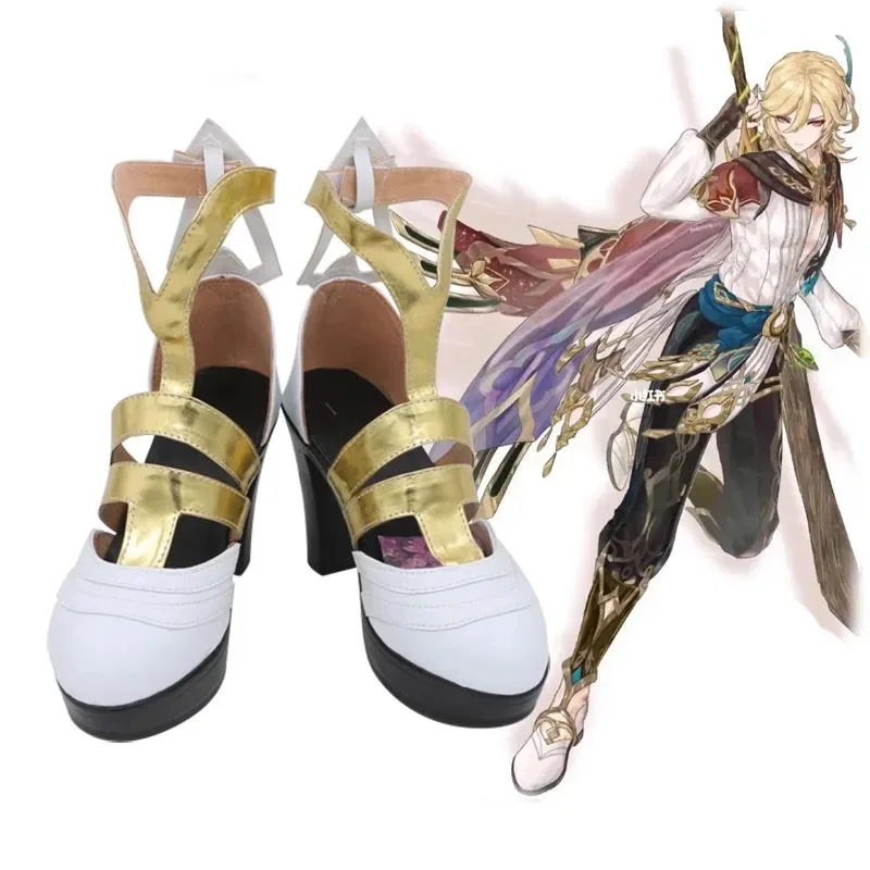 

NewGame Genshin Impact Kaveh Cosplay Boots Halloween Christmas Party White Leather Shoes Women Men Custom Made2025