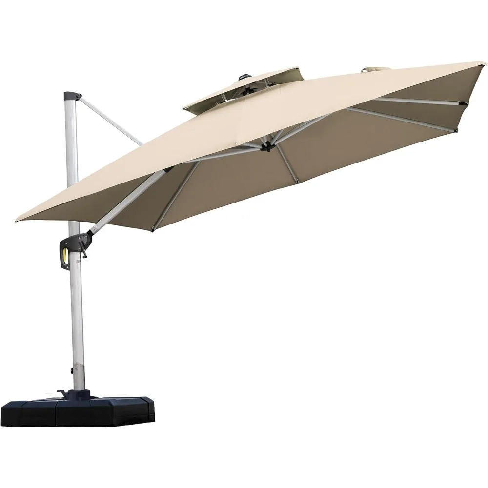

10ft Patio Umbrella Outdoor Square Large Cantilever Windproof Offset and Heavy Duty Sun Umbrella for Garden Deck Pool, Beige