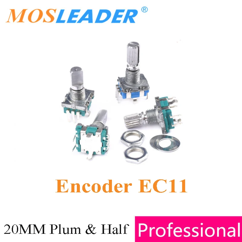 Mosleader 100 peças 20mm codificador rotativo de 5 pinos ec11 potenciômetro digital ameixa interruptor de codificação de meia cabeça superior 5p 20 posições 360 °