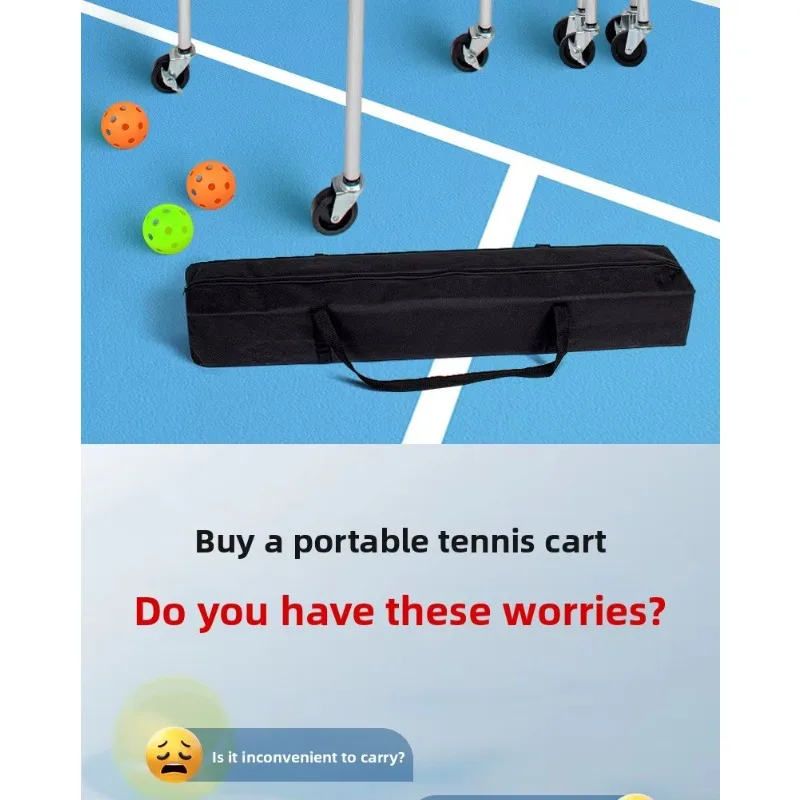 Tennis & Table Tennis Coach Storage Cart with Wheels Aluminum Alloy Folding Portable Design