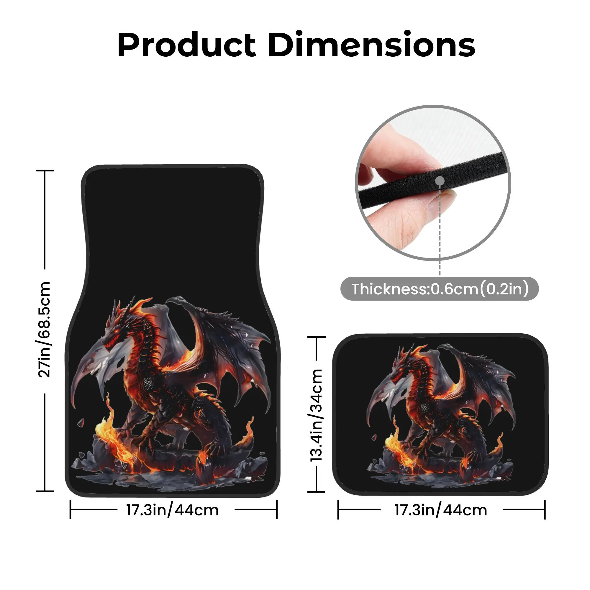 Set Of 4 Fire Dragon Car Floor Mats, Fashionable And Easy To Maintain, Suitable For Any Vehicle Type, Providing Long-Lasting Pro