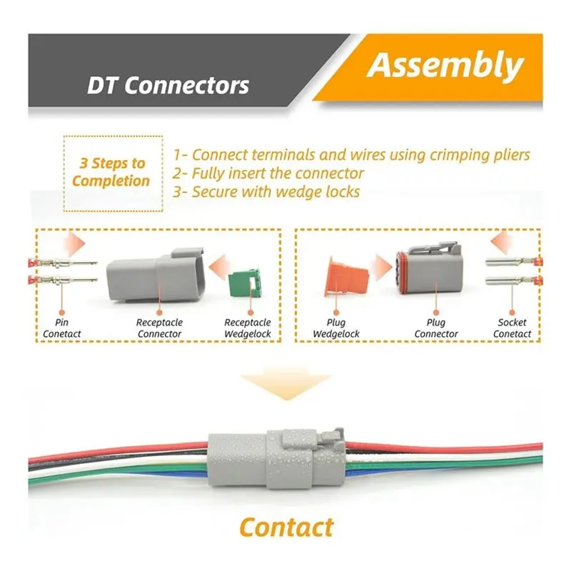 LLCS-Waterproof Automotive DT Connector Kit 12 Kits 217PCS With Crimping Tools Terminal Removal Tool 2 3 4 6 8 12 Pin Deutsch