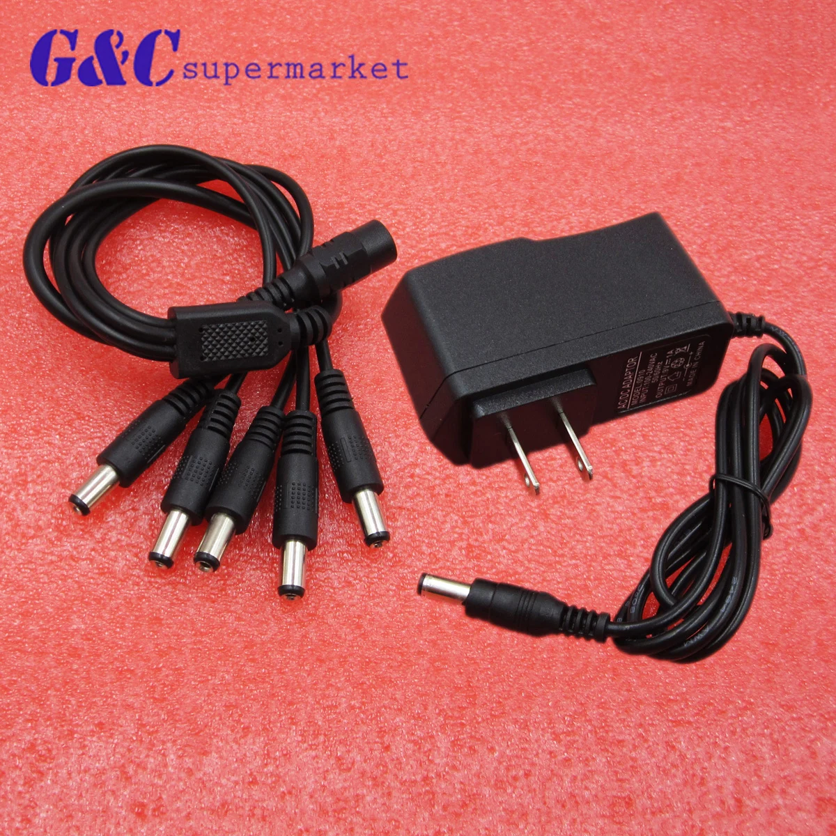 Effect Pedal AC/DC Power Adapter With 5 Way Daisy Chain Splitte Cable 9V US Plug