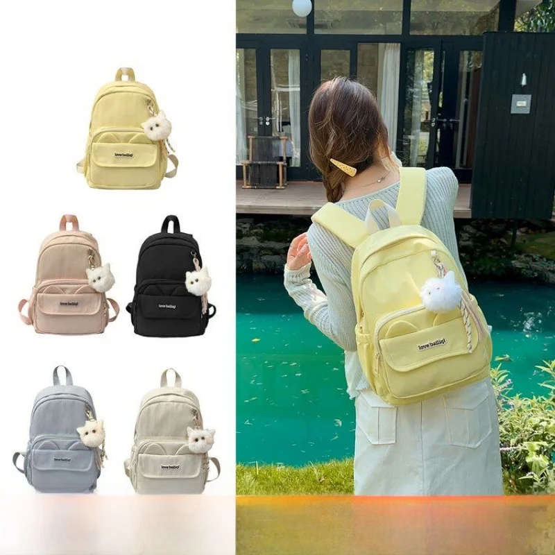 Cute  Ear Cartoon Backpack Soft Girl Style for Elementary And Middle School Students Waterproof Nylon Business Commuter Style