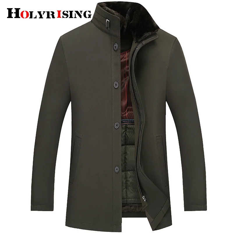 Holyrising Mens Wool Blend Jackets Full Winter casaco masculino Removable collar winter jacket Male Pea Coat 18557-5