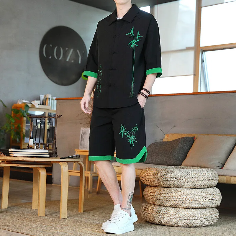 Men's sets (Shirt + trousers) 2025 summer and spring new fashion men shirt short sleeve shirt High quality shirts male Two Piece