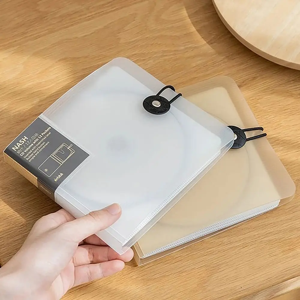 CD Box Bag Transparent CD Storage Case With Buckle Album Box DVD Holder 12 Pockets Disc Wallet CD Sleeve DVD Organizer