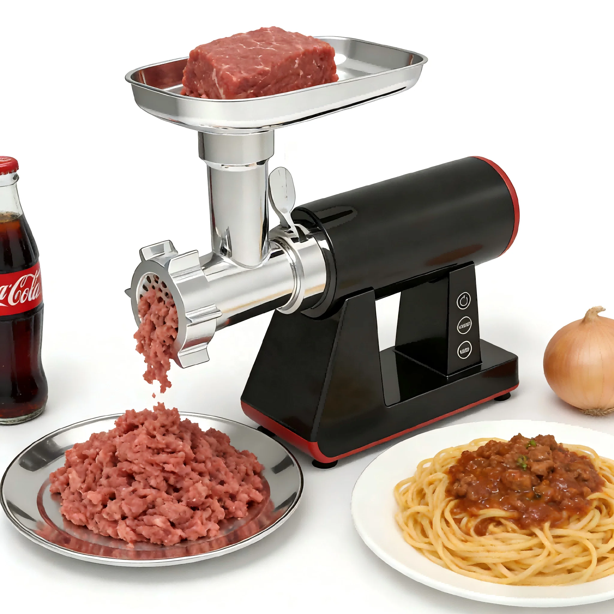 Multifunctional  Commercial Grade Meat Grinder with DC Motor, Die-Cast Aluminum Housing & Touch Control, Overheat Protection