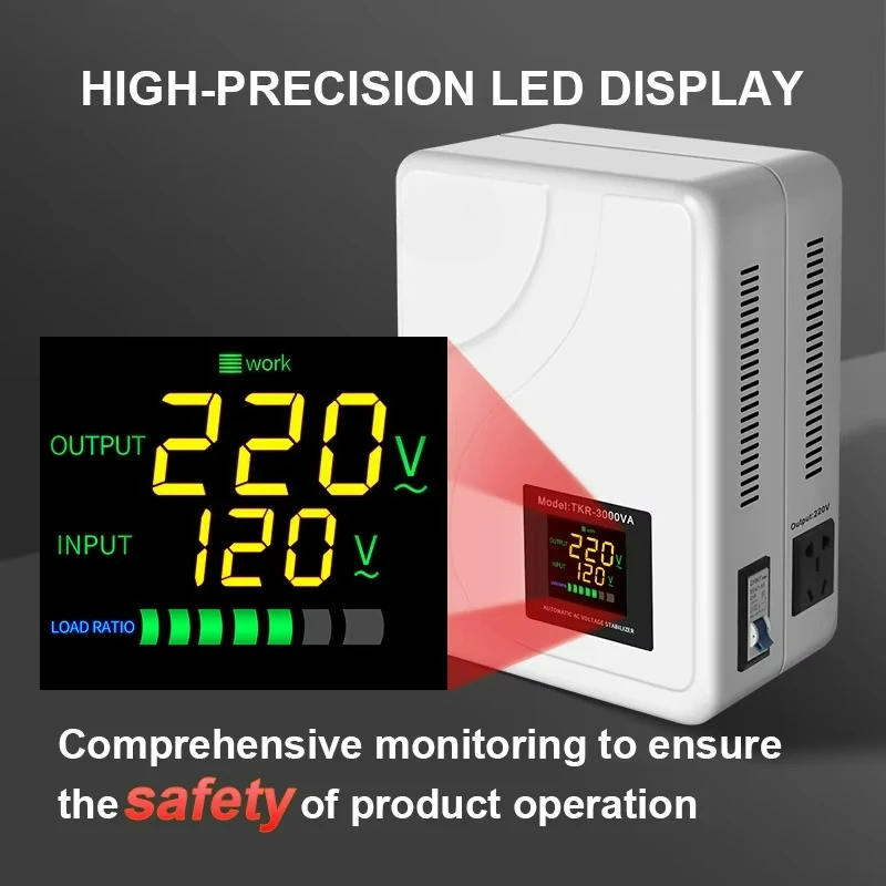 

TKR-5000VA Single Phase Automatic LCD Smart Wall Mounted Voltage Stabilizer 220v AC Household Appliances SVC Regulator