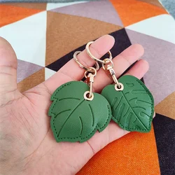 For Airtag Retro Cute Leaves PU Leather Protective Case With Keychain For Apple Anti-lost Tracker Locator For Airtag Accessories
