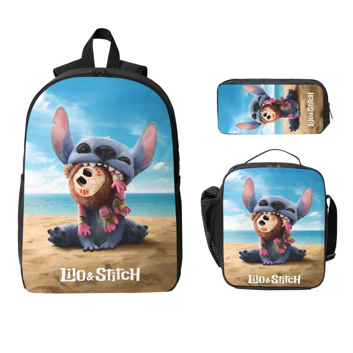 

3Pcs Lilo Stitch 2025 Backpack Set for Children Alien Pencil Boxes Bookbag Sets with Lunch Box For School Students Knapsack