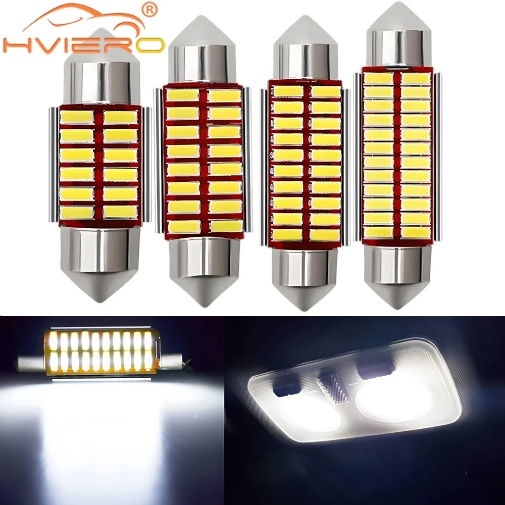 

4Pcs C5W C10W Festoon Light Interior 31mm 36mm 39mm 41mm Car LED 4014 SMD 12/16/20/24Leds Doom Lamp Reading 12V Modification Led